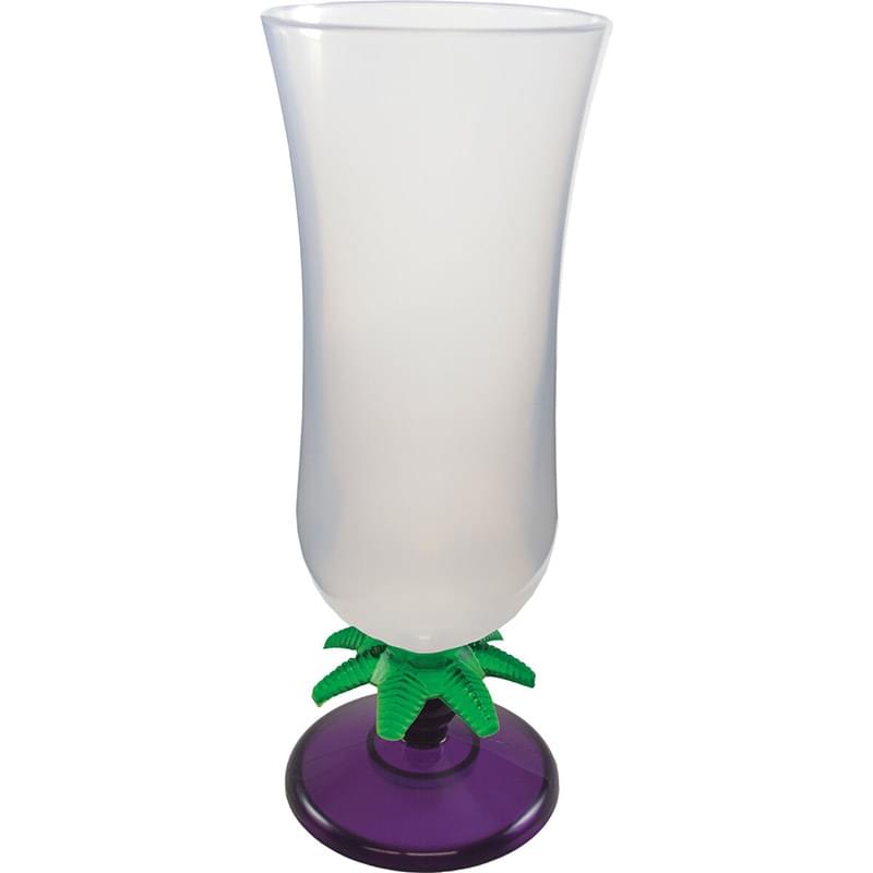 15oz Palm Tree Stem Plastic Hurricane Glass